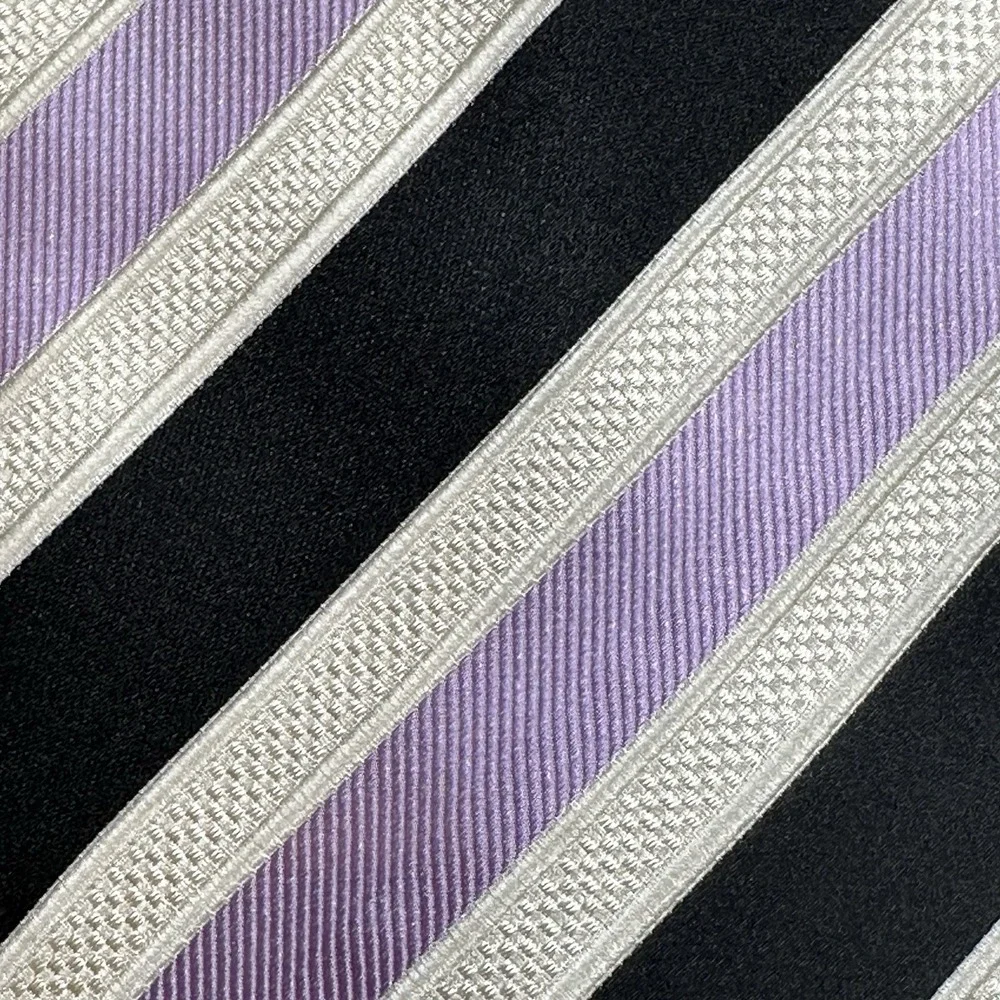 Donald Trump Silk Tie Black Lavender Stripe Power Necktie Mens 60x3.3in NOTE